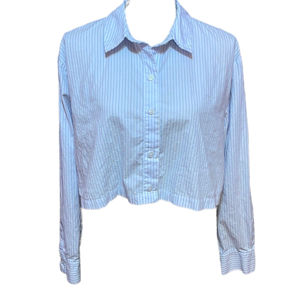 Divided Cropped Button Up Top